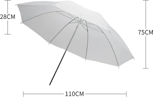 Vista 4 de Paquete de 2 kits de iluminación para paraguas de fotografía, 2 paraguas suave blanco translúcido de 43 pulgadas para estudio/exterior para fotos