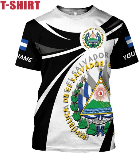 Vista 3 de Ligthuy - Camisa de El Salvador con nombre personalizado 3D, camiseta con la bandera de El Salvador para hombres y mujeres, camisetas unisex S-5XL