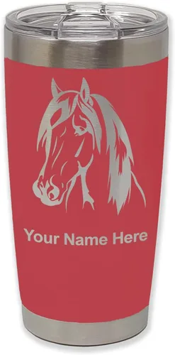 Vista 23 de LaserGram Vaso aislado al vacío de 20 onzas, cabeza de caballo 1, grabado personalizado incluido (negro)