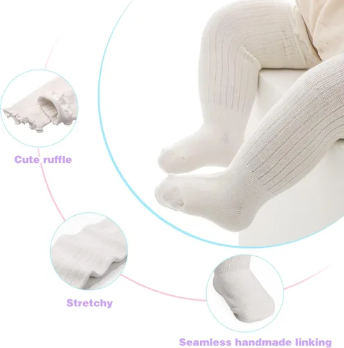 Vista 3 de Calcetines hasta la rodilla para bebé niña, calcetines antideslizantes para niños pequeños, tubo con volantes, uniforme para recién nacidos, 5 pares