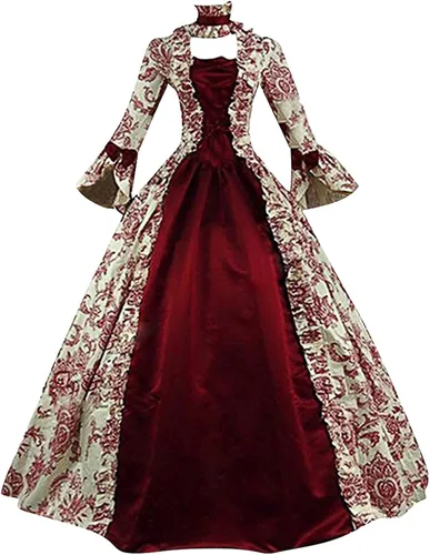 Vista 3 de NaRHbrg Vestido gótico de talla grande para mujer, vestido victoriano, vestido medieval de la guerra civil de la décimo octava guerra civil, disfraz