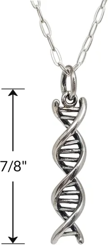 Vista 2 de EnCharmed Collar de plata de ley con dije de molécula de vida de ADN, 18 pulgadas