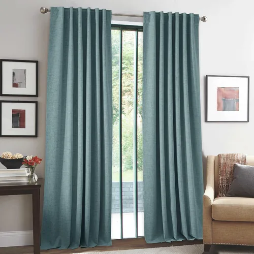 Vista 26 de RYB HOME Cortinas de lino texturizado 100% opacas de 84 pulgadas de largo, aislamiento térmico, privacidad, ahorro de energía para dormitorio, sala