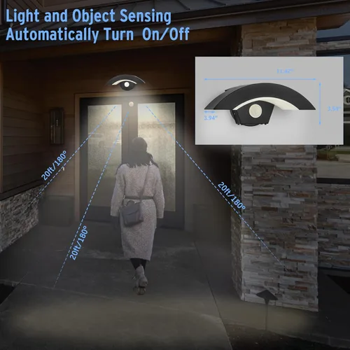 Vista 7 de Luces LED con sensor de movimiento para exteriores, 18 W, 1500 lm, luz de pared LED IP65, impermeable, lámpara de pared de aluminio de 3000 K, luz