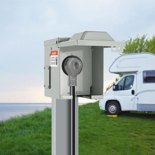 Vista 8 de VEVOR Caja de toma de corriente para RV de 30 amperios, 125/250 voltios, caja de receptáculo para RV exterior cerrada con cerradura, NEMA TT-30R
