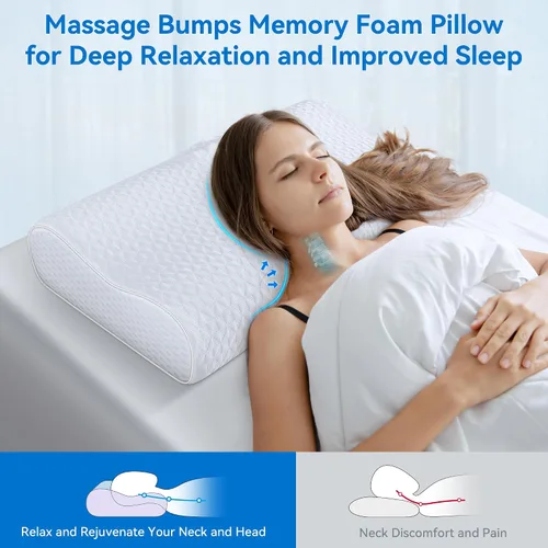 Vista 5 de Almohada cervical para el cuello para aliviar el dolor, almohada refrescante ajustable de tamaño Queen para dormir, almohadas de espuma