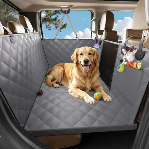 Vista 9 de Extensor de asiento trasero XL para perros, funda de asiento de Negro
