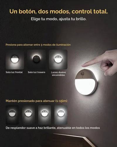 Vista 4 de YUNLEX Paquete de 2 luces nocturnas a batería, luces de inodoro, luz de sensor de movimiento pequeño de 2.6 pulgadas, luces adhesivas, 3 modos