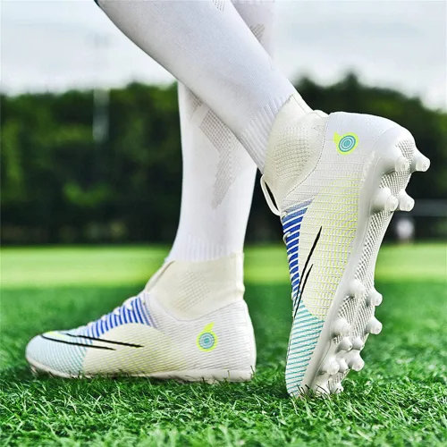 Vista 4 de GEXECEUSS Zapatos de fútbol para niños grandes botas de tobillo alto zapatos de fútbol de alto agarre botas de fútbol para hombres entrenamiento
