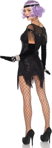 Vista 3 de Leg Avenue Disfraz de cóctel Gatsby Flapper de los años 20 para mujer, Negro