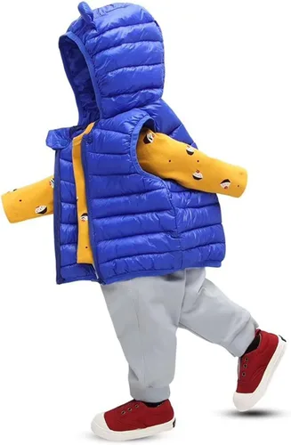 Vista 16 de Chaleco sin mangas de invierno para bebé, con cremallera sólida, con capucha y orejas de oso, chaqueta para niños y niñas