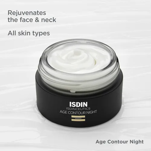 Vista 5 de ISDIN Age Contour Night Face and Neck Cream con melatonina y péptidos, 1.8 onzas