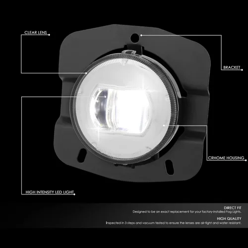 Vista 2 de DNA MOTORING FL-HAY-015-CH - Par de faros antiniebla de proyector LED completo compatibles con Kenworth T680 2011-2022, lente transparente cromada