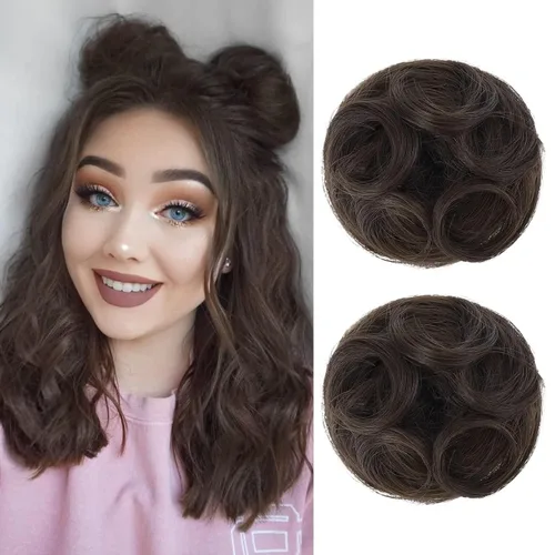Vista 35 de REECHO Space Bun Hair Pieces, 2 piezas de mini clips de garra en moños desordenados y orejas de gato, extensiones de moño de cabello falso HB001