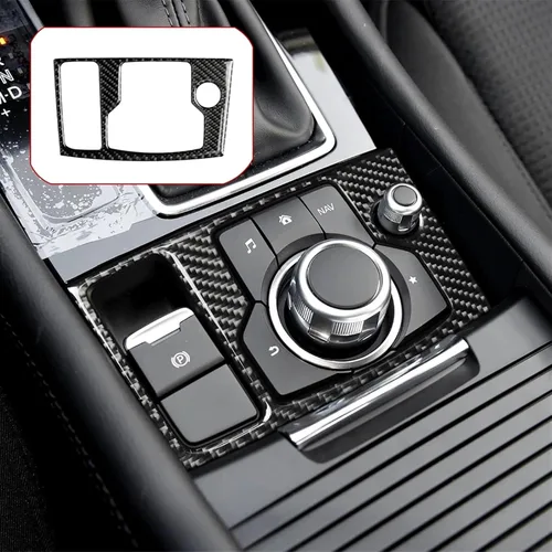 Vista 7 de Accesorios de coche multimedia multimedia Control interruptor Botones cubierta Trim etiqueta para mazdas 3 Axela 2017 2018 fibra de carbono ABS