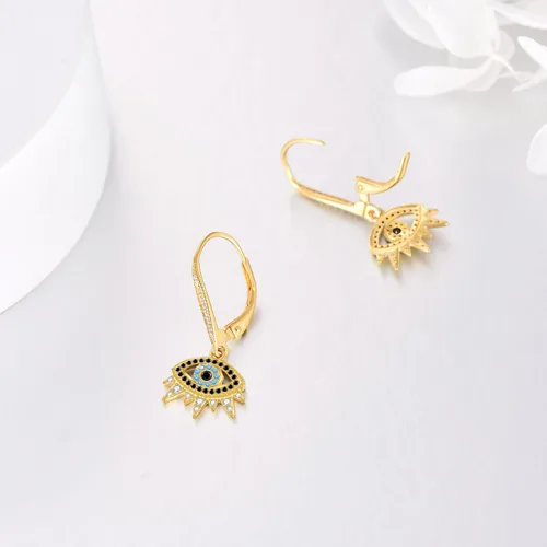 Vista 3 de Aretes de plata de ley contra el mal de ojo, regalo de joyería para mujeres y niñas