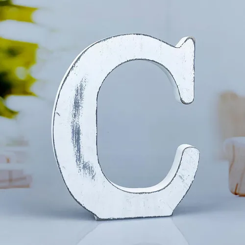 Vista 11 de Letras rústicas de madera blanca de 6 pulgadas, letras de madera sin terminar para decoración de pared, letras blancas retro de pie, decoración