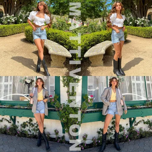 Vista 6 de Mattiventon Botas vaqueras para mujer, bordadas, a media pantorrilla, botas vaqueras vintage, botas occidentales
