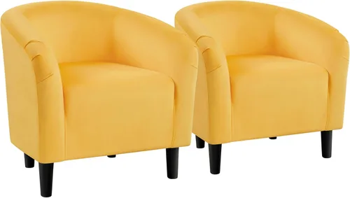 Vista 18 de Yaheetech Sillas de sala de estar, juego de 2 sillas decorativas de terciopelo, acogedoras sillas de barril con acolchado suave para sala de estar