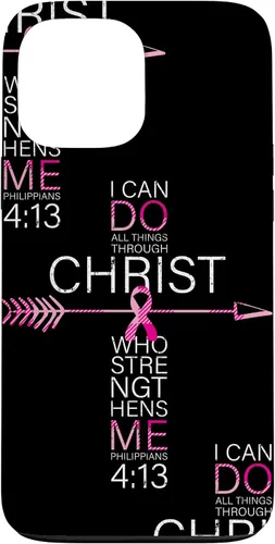 Vista 24 de Breast Cancer Phone Cases Women Philippians 4:13 Pink Cancer Case for iPhone 17