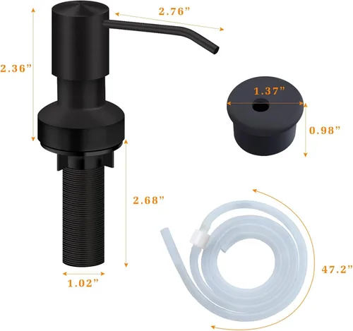 Vista 5 de Dispensador de jabón para fregadero de cocina, dispensador de jabón integrado para fregadero de encimera con kit de tubo de extensión de 47