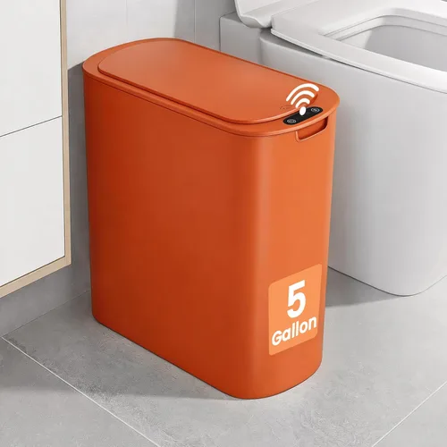 Vista 9 de TIPGO - Bote de basura automático de 5 galones con tapa, negro, sin contacto Motion Sensor, Slim Smart Garbage Bin, Plastic Wastebasket, Battery