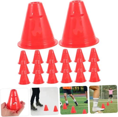 Vista 5 de ORFOFE 20 piezas de conos deportivos pequeños a prueba de viento para fútbol, fútbol, patinaje sobre ruedas, entrenamiento de agilidad, marcadores