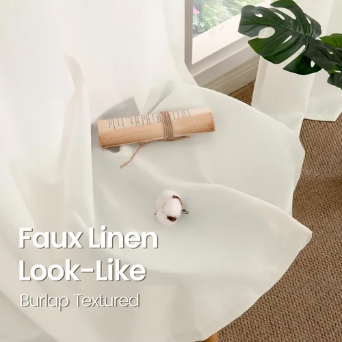 Vista 60 de BGment Cortinas de Lino Beige de 63 Pulgadas de Largo 2 Paneles - Tratamientos para Ventanas con Textura de Arpillera Filtrantes de Luz Cortinas B
