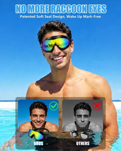 Vista 2 de Aegend Gafas de natación para adultos y jóvenes, paquete de 2 gafas de natación antivaho anti-UV para hombres y mujeres
