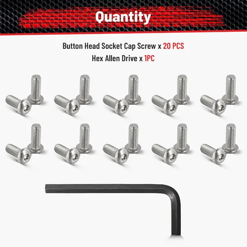 Vista 7 de RED WOLF 20 tornillos de cabeza de botón de 3/8-16 x 1 con unidad hexagonal Allen 18-8 304 cabeza hexagonal de acero inoxidable rosca gruesa UNC