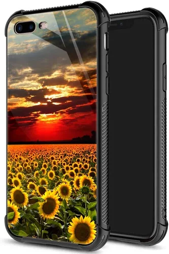 Vista 25 de ZHEGAILIAN Funda para iPhone 7/8 Plus, protección de grado militar, esquinas a prueba de golpes, funda antiarañazos para iPhone 7/8 Plus, girasol