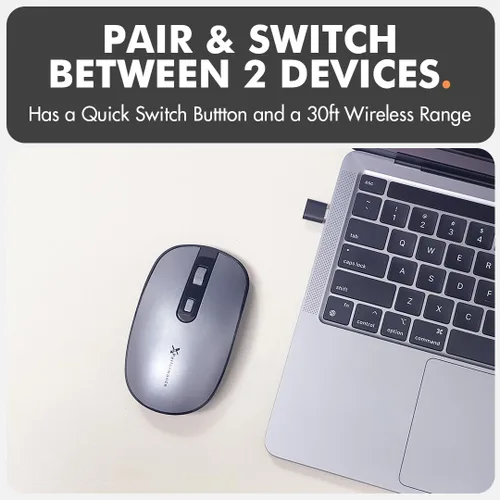 Vista 3 de X9 Performance Ratón USB C dual inalámbrico con receptor USB-A y tipo C - Multidispositivo - Ratón inalámbrico 2.4G RF USB tipo C para MacBook Gris