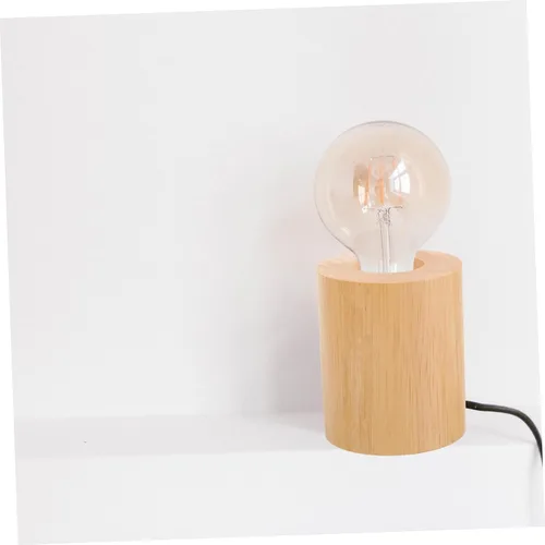 Vista 6 de DOITOOL Lámpara de mesa de madera Base Base Cilindro Diseño Moderno Lámpara Soporte Luz de noche para escritorio