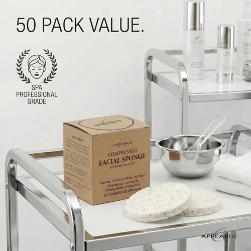 Vista 8 de Appearus Esponjas faciales de celulosa natural, paquete de 50 (comprimidas), almohadillas profesionales de esponja facial para spa, para limpieza