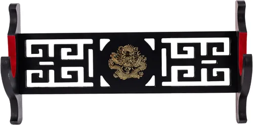 Vista 4 de Soporte de exhibición Katana para armas, soporte acolchado de terciopelo para espada, soporte de pared Wakizashi Samurai Sword Rack Logo Dragon