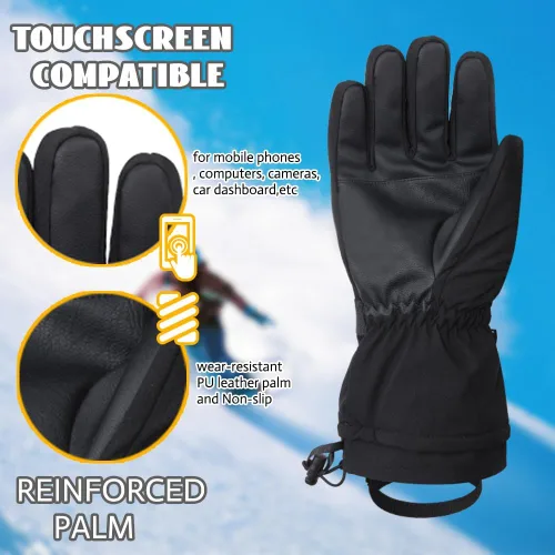 Vista 3 de Ixsun Guantes de esquí para hombres y mujeres, bolsillo con cremallera, suaves, cálidos, impermeables, resistentes al viento, adecuados para esquís