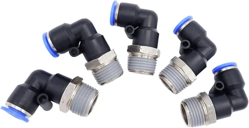 Vista 16 de Accesorio de Conexión por Empuje 1/2" Tubo OD x 1/2" Rosca Macho NPT, Codo Neumático Macho para Línea de Aire y Agua de 90 Grados con Giratorio