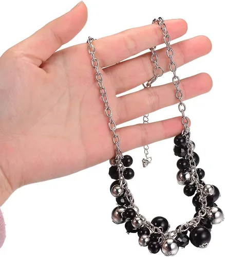 Vista 3 de Collares con colgante de cadena corta para mujer, joyería de moda de plata con perlas y cuentas de cristal, regalos de cumpleaños para mujer