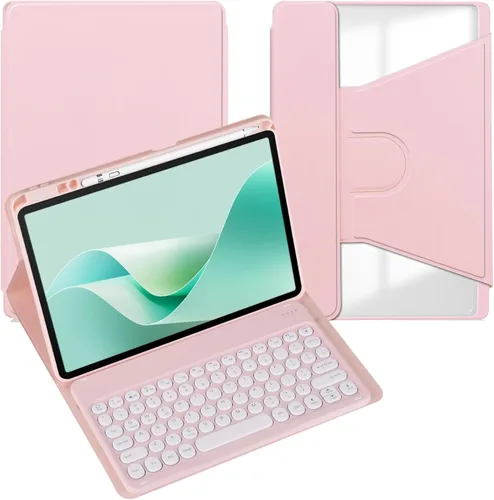 Vista 41 de Funda para tableta Samsung Galaxy Tab A8 de 10.5 pulgadas, teclado redondo inalámbrico desmontable Bluetooth, cubierta trasera transparente