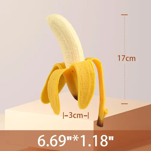 Vista 3 de Anboor Juguetes Squishies de Plátano, Juguete Pelota Antiestrés de Plátano Elástica, Juguete Sensorial de Simulación de Plátano para Aliviar