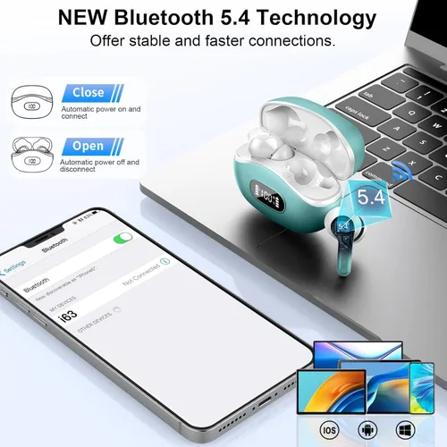 Vista 3 de Auriculares inalámbricos, Auriculares Bluetooth 5.4 HiFi Estéreo, Auriculares con 4 Micrófonos ENC de Cancelación de Ruido, Auriculares Bluetooth