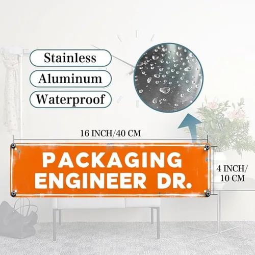 Vista 3 de Decorative Tin Sign - 16 * 4 Inch "PACKAGING" Text Design for Kitchen, Laundry Room, Garage - Industrial Metal Sign, Ideal for Retro Kitchen Decor
