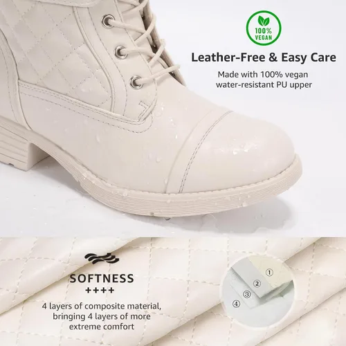 Vista 37 de STQ Botas de combate con cordones para mujer