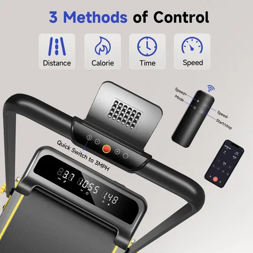 Vista 4 de YPOO Foldable Treadmill with Incline, Walking Pad with Handle Bar 3 Level Incline, Portable Folding Treadmills for Home/Office 300 Lbs Capacity