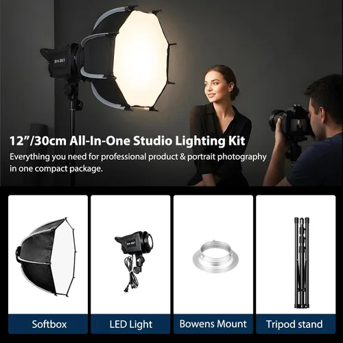 Vista 12 de Kit de iluminación Softbox, 12"/30cm 2700-6500K LED luz de video