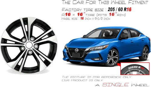 Vista 2 de Nueva rueda de aleación individual de 16 "16x6.5 pulgadas para Nissan Sentra 2020–2023 Llanta de repuesto de diseño OEM Negro mecanizado