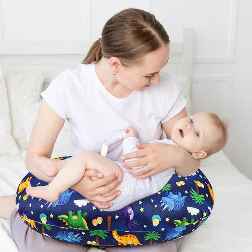 Vista 4 de Hooyax Funda de almohada de lactancia impermeable para bebé, fundas elásticas para almohadas de lactancia materna, adorable funda de almohada