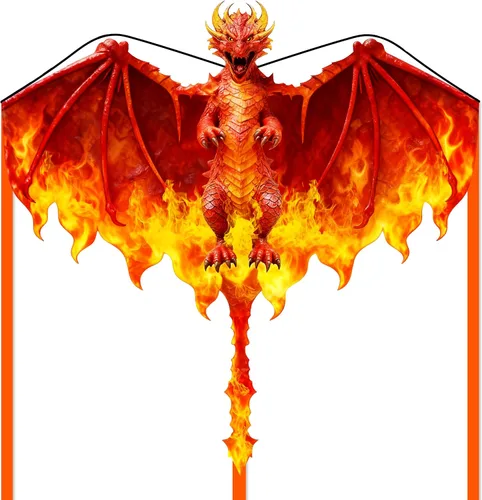 Vista 9 de JEKOSEN Dragon Kite - Cometas Delta grandes para niños y adultos Principiantes, cuerda de una sola línea fácil de volar para viajes a la playa
