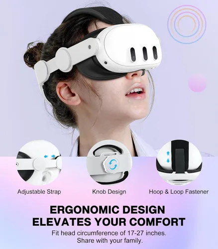 Vista 5 de MoKo Head Strap for Meta Quest 3, Accessories Compatible with Oculus Quest 3 with Adjustable Elite Strap Replacement for Enhanced Comfort Support