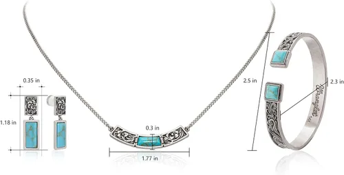 Vista 5 de Montana West Pulsera de Puño Wrangler para Mujeres Occidental Turquesa Ajustable Brazalete Abierto Plateado Tallado Floral Vaquera Joyería Country